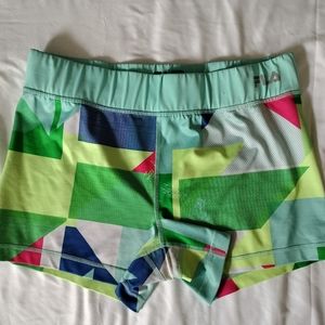 FILA Spandex Athletic Shorts Rainbow Geometric Print Gender Neutral Short Shorts